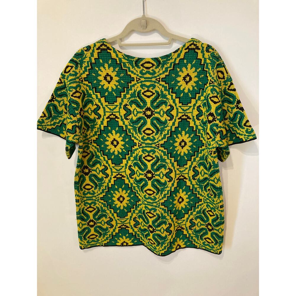 Dries Van Noten Green Knit Sweater Tunic Graphic Print ~Size M ~ Gorgeous! - Picture 12 of 13